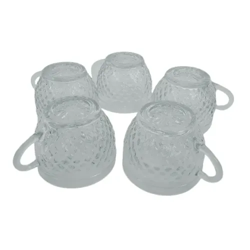 CONJUNTO COM 05 XICARAS DE CHÁ EM VIDRO TRANSPARENTE - USADO