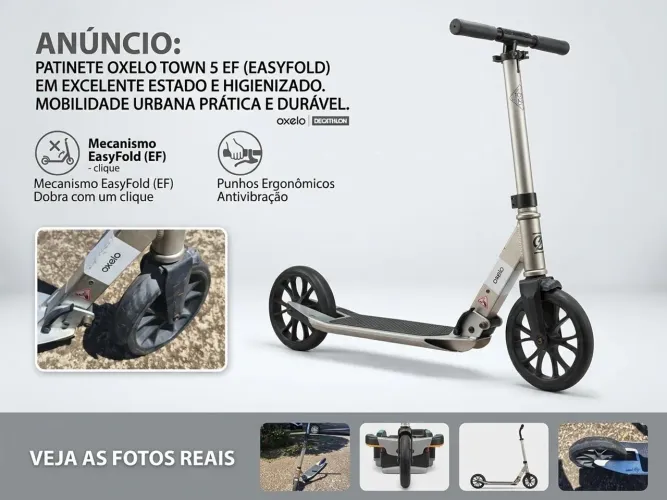 Patinete Adulto/Jovem Oxelo Town 5 EF - Dobrável e Prático