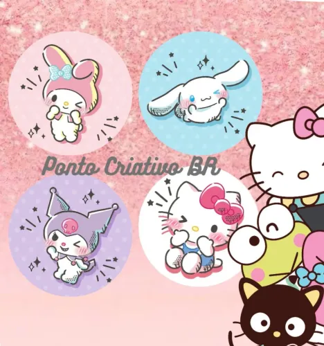 Kit de Bottons Sanrio Hello Kitty My Melody Kuromi Cinnamoroll