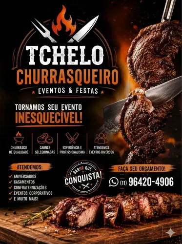 Churrasqueiro Profissional para Eventos e Festas - Tchelo Churrasqueiro