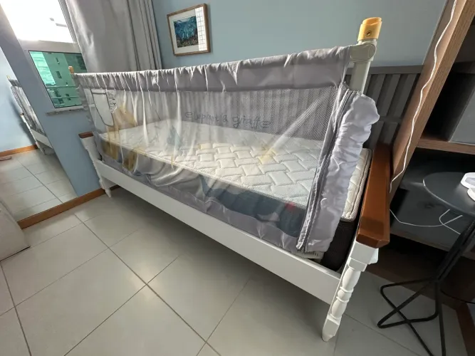 Cama Infantil Siena + Colchão Ortobom + Grade de Proteção | Estado de Nova