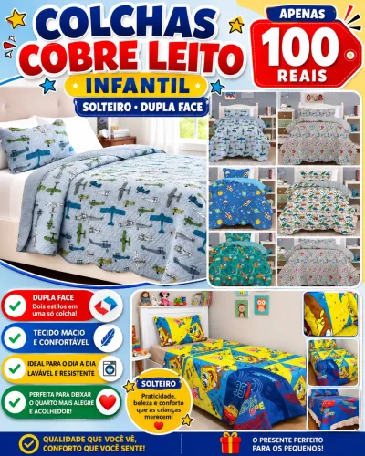 Colchas Cobre Leito Infantil Solteiro Dupla Face
