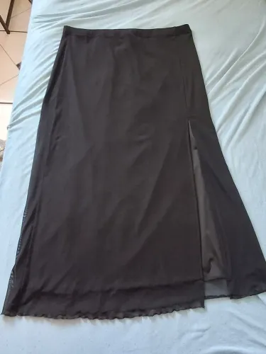 SHEIN EZwear Plus Split Thigh Sobreposição De Malha Saia