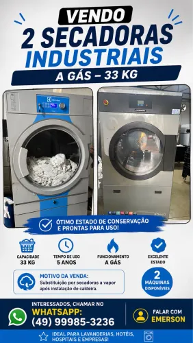 VENDE-SE MAQUINA SE SECAR INDUSTRIAL