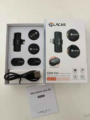 Microfone Sem Fio Imã Duplo Anti Ruído para Iphone 11 12 13 14