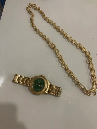 Relógio invicta angel e cordão banhado a ouro 18k luxo