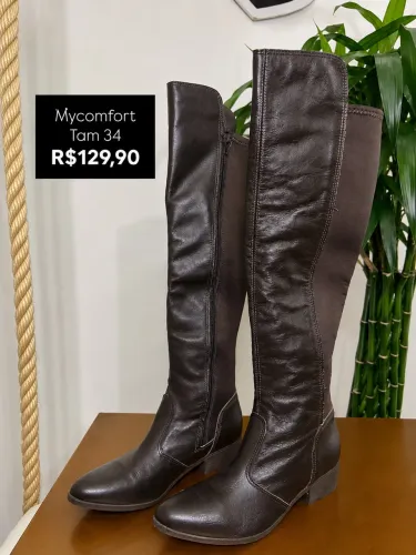 Bota Feminina Cano Longo Mycomfort Marrom Tam 34 