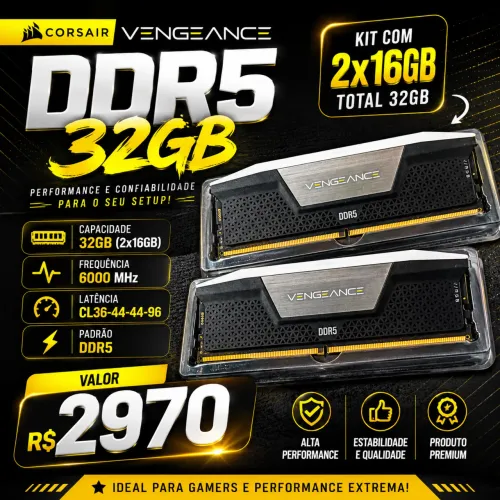 Memória RAM Corsair Vengeance 32GB (2x16) 6000MHz CL36