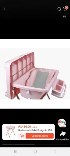 Trovador Millenia burigotto , rosa , com banheira e acento para recém-nascido!