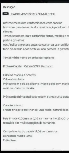 Prótese capilar cabelo humano micropele 