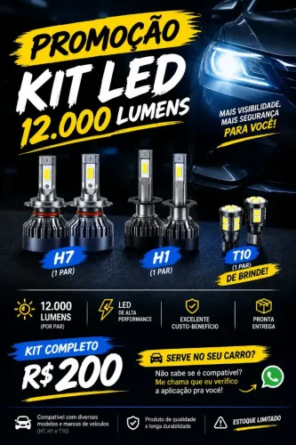 Kit de Lâmpadas de led H7 e H1