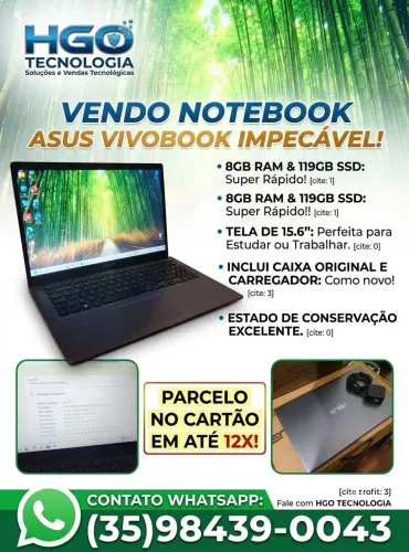 Vendo Notebook Asus X515 - cinza - zerado na caixa