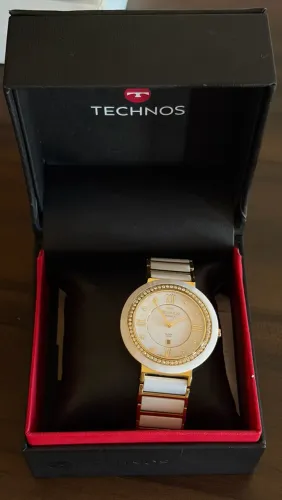 Relógio Feminino Technos Cerâmica Safira Branco a prova dagua