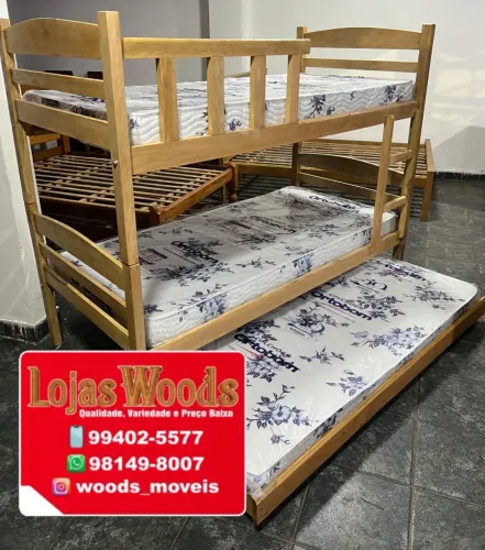 Treliche Madeira + 3 Colchão Ortobom Novo Direto pra sua Casa 