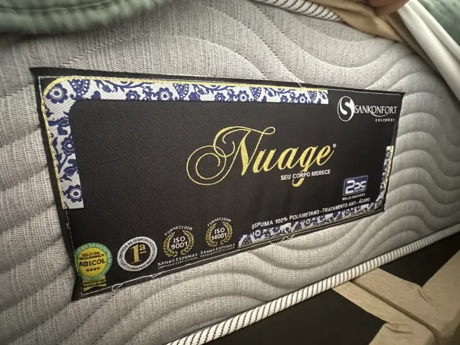 Cama box Queen sankofor colchão firme, tecido bamboo