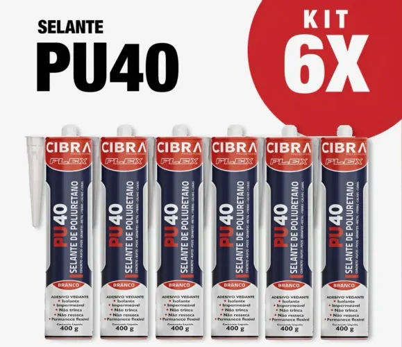 Kit 6 Pu40 Cibra Selante Silicone 400g Branco Cola Veda Tudo