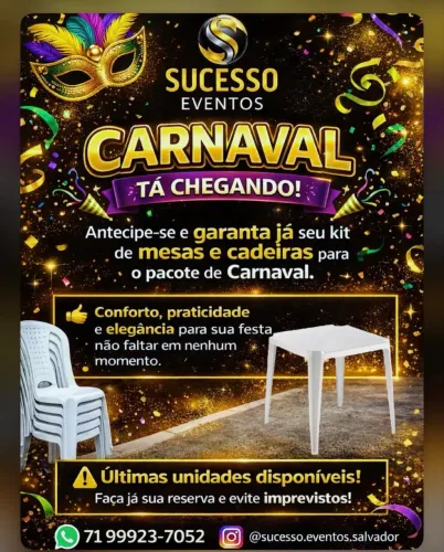 Locação de mesas pacote de carnaval 