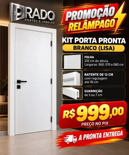 Kit porta pronta com pintura branco uv