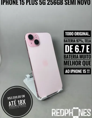 Loja física. Aceitamos trocas em iPhone's ou Android. iPhone 15 Plus 256GB 