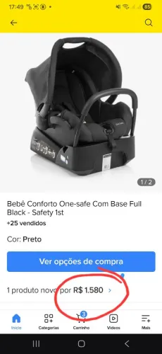 Bebê Conforto One-Safe com base Black - Safety 1st