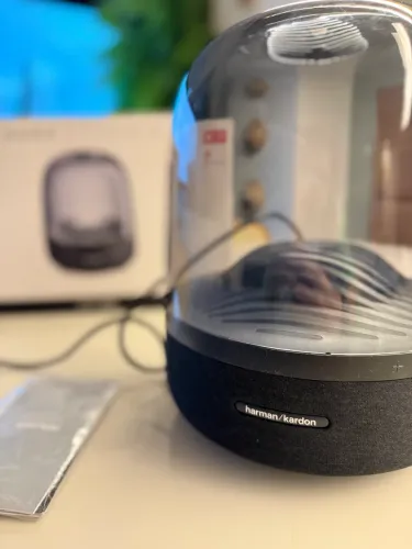 HARMAN KARDON, Caixa de Som, Bluetooth, Aura Studio 3- Preto l Novo com caixa aberta