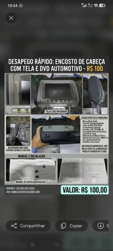 Encosto De Cabeça Com Tela E DVD Black Audio (Retirado De Sentra) 