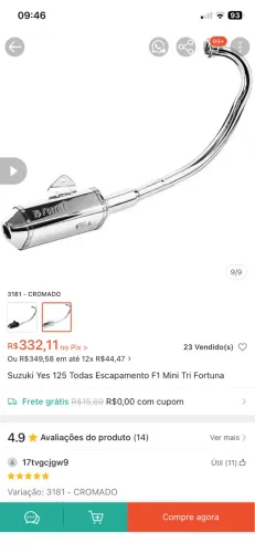 Vendo escapamento fortuna suzuki yes