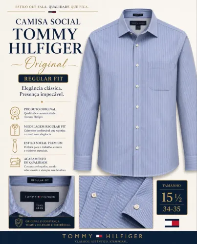 CAMISA SOCIAL TOMMY HILFIGER ORIGINAL