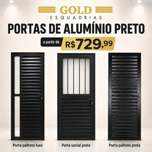 PORTA DE ALUMÍNIO PRETA APARTIR DE R$729,99 - MEGA SALDÃO