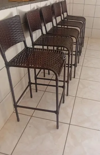 5 Banquetas para balcão, de junco fibra sintética