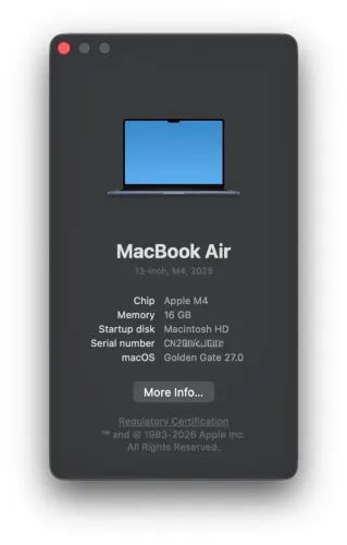 MacBook Air M4 // 16GB // 256SSD - MIDNIGHT