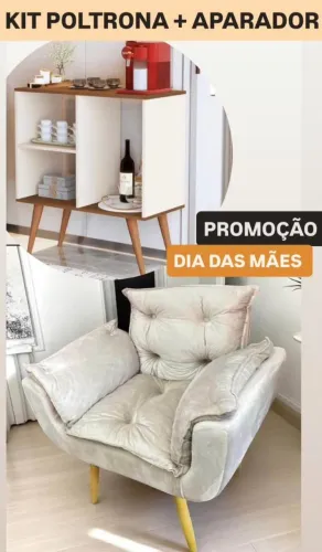 Kit poltrona e cantinho do café! Em até 12X 