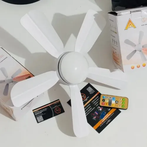 Ventilador de Teto com Lâmpada Encaixe E27 e Controle Remoto