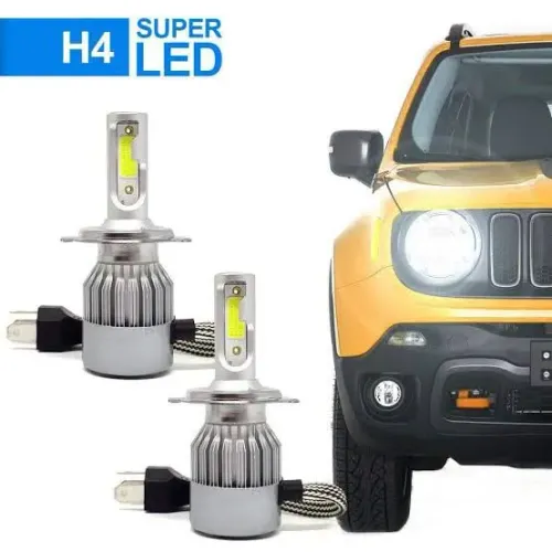 Par de Lâmpada 6500K Super Led C6 com Cooler HB3/HB4/H1/H3/H4/H7/H11/H13/H16/H27