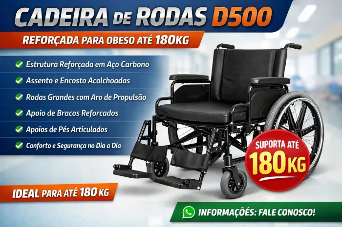 Cadeira de rodas reforçada  D500(180kg)