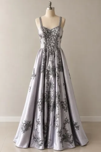 VESTIDO DE FESTA LONGO| SEDA E BORDADO ARTESANAL
