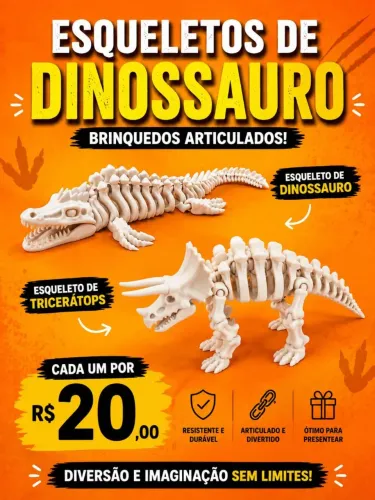 Brinquedos novos - esqueletos de dinossauros