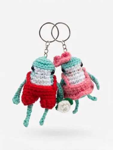 Chaveiro Amigurumi Casal de Sapinhos