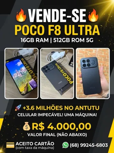 POCO F8 Ultra 16GB / 512GB - Mais de 3.6 Milhões no AnTuTu - Impecável