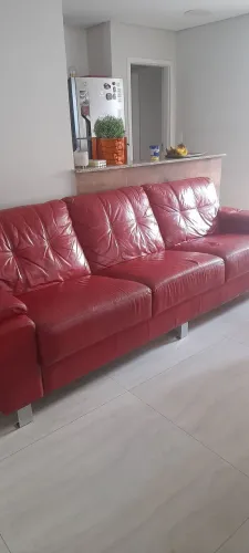 SOFA DE COURO LEGITIMO DE 5 LUGARES