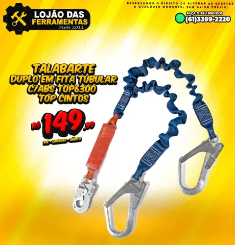 Talabarte Duplo em Fita Tubular Com ABS TOP6300 Top Cintos