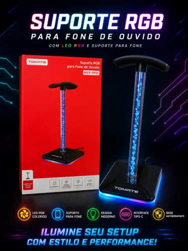 Suporte para fone gamer com rgb