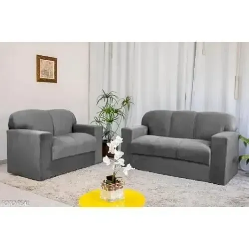 Conjunto Sofá 2x3 Lugares Xaropinho Sued Cinza - Entrega Rápida! 