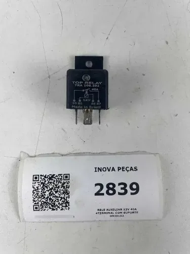 Rele Auxiliar 12v 40a 4terminal Com Suporte Dni0102 12v