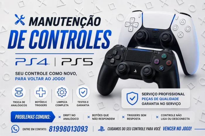 Manutenção Controle PS4 e PS5