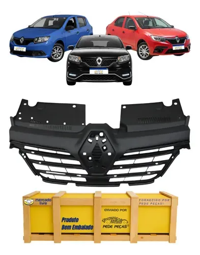 Grade Central Logan Sandero Stepway 2020 21 22 23 24 2025 Preto Texturizado