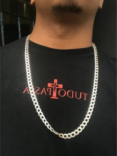 Corrente de prata 7,5 mm e 70cm 