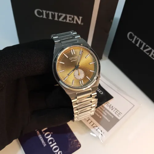Relógio Novo Citizen Small Seconds Automático Full Set - Dourado Texturizado 40mm 