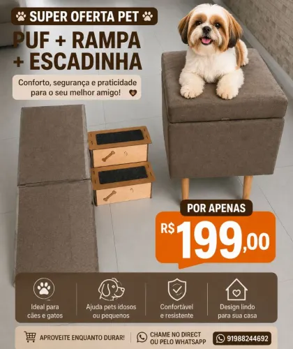 Puff rampa e escada de pet