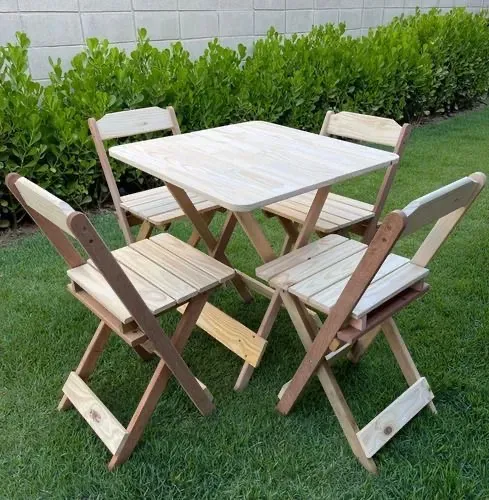 4 Conjunto Mesa Dobrável com cadeiras